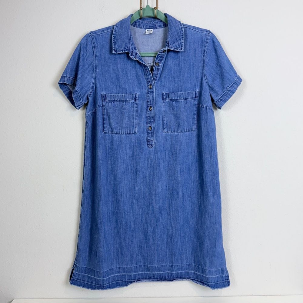 Old Navy Chambray Short Sleeve Shirt Dress M - Picture 1 of 10